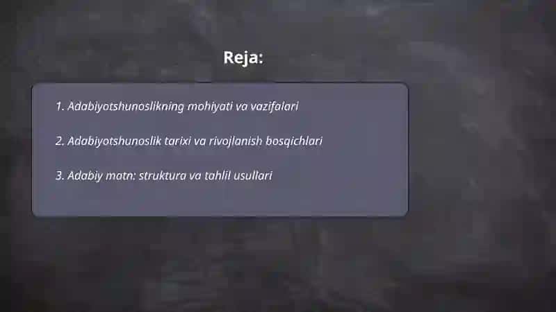 Adabiyotshunoslik asoslari - Rahmatova Rayhona 2