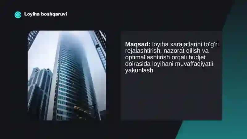 Loyihada xarajatlarni boshqarish 2