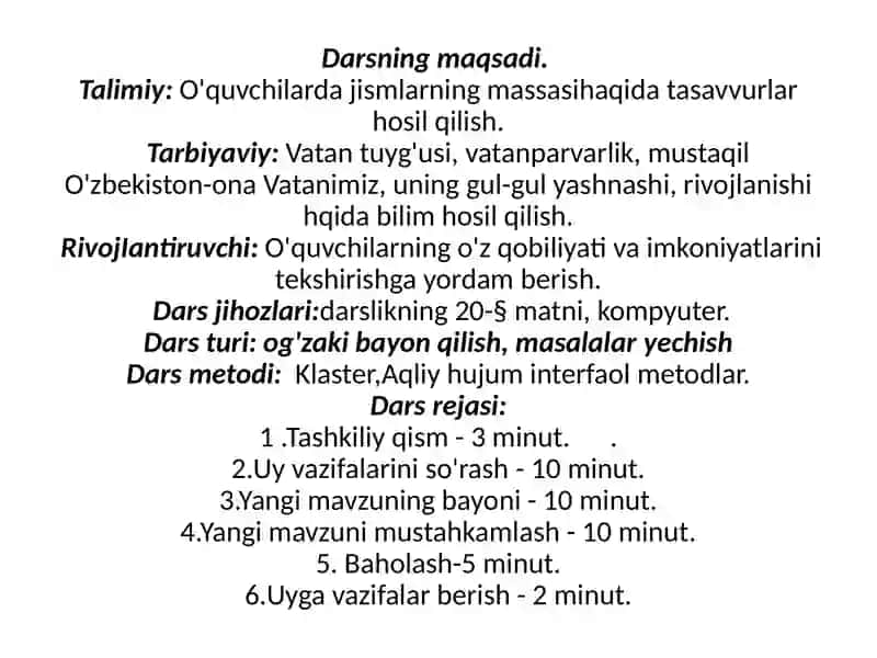 Jism massasi prezentatsiya 2