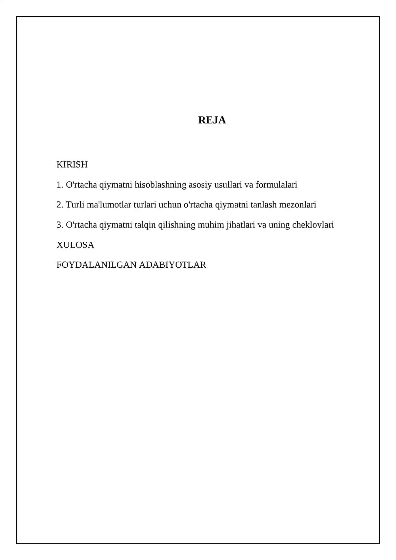O'rtacha qiymatni hisoblash va talqin qilish 2