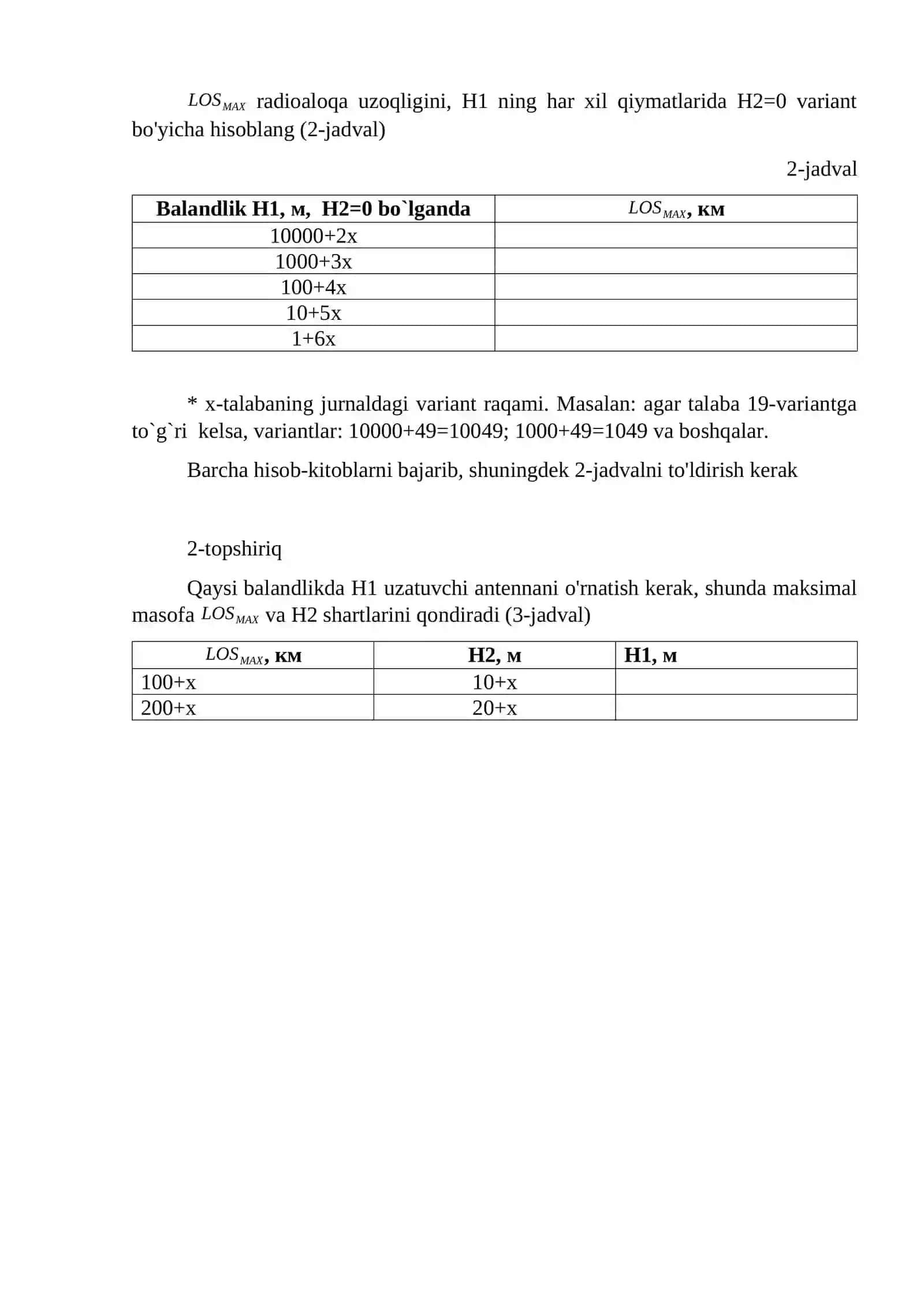 Radiokanalda aloqaning maksimal uzoqligini hisoblash 2