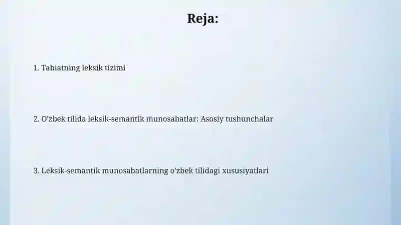 Tabiatning leksik tizimi 2