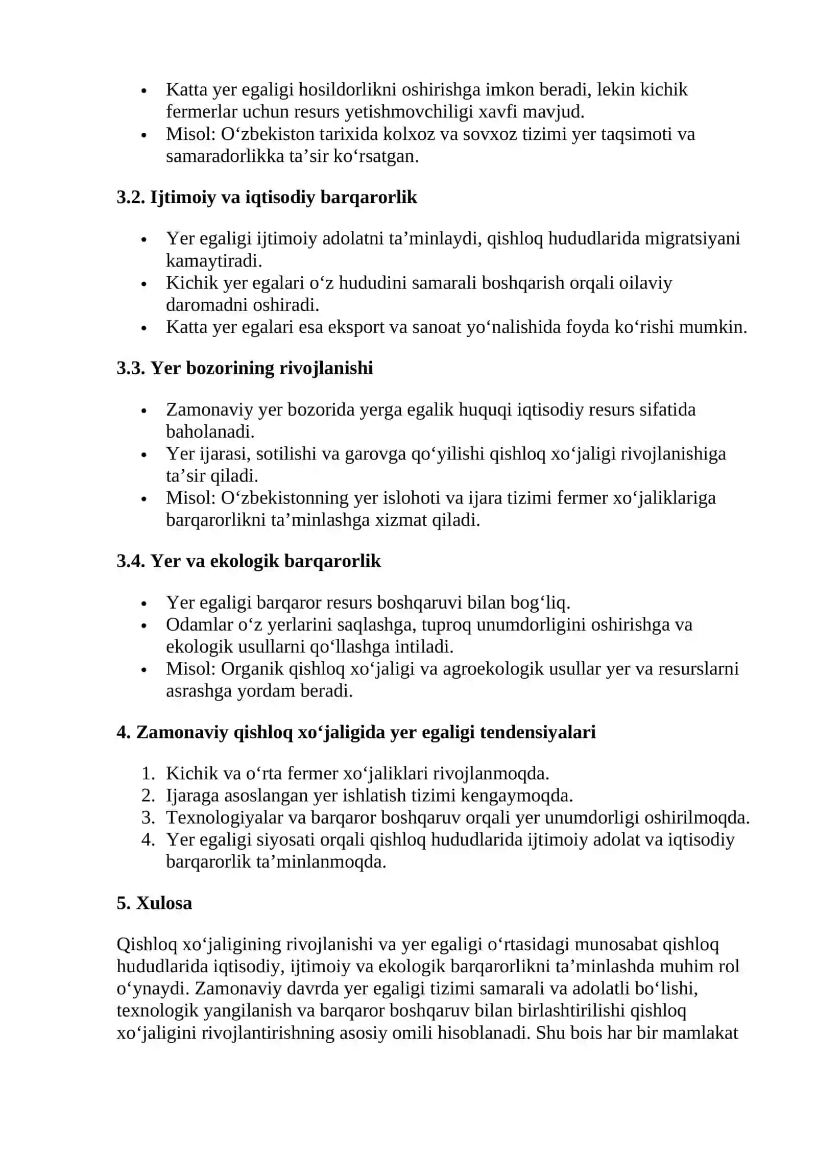 Qishloq xo‘jaligining rivojlanishi va yer egaligi 2