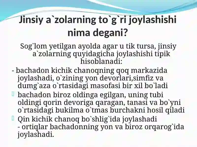 Jinsiy a'zolarning to'g'ri joylashishi 2