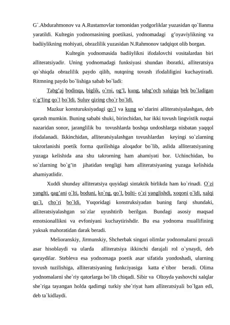 OG'ZAKI VA YOZMA ADABIYOT NAMUNALARI TAHLIL QILING 2