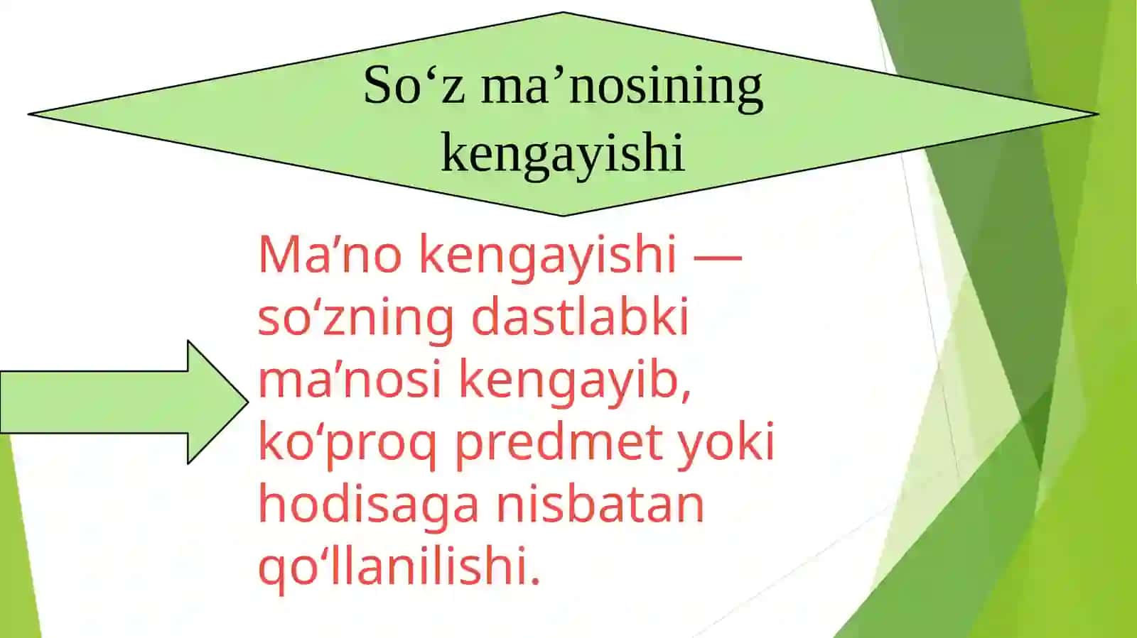 So’zma'nosining kengayishi va torayishi: Oddiy misollar 2
