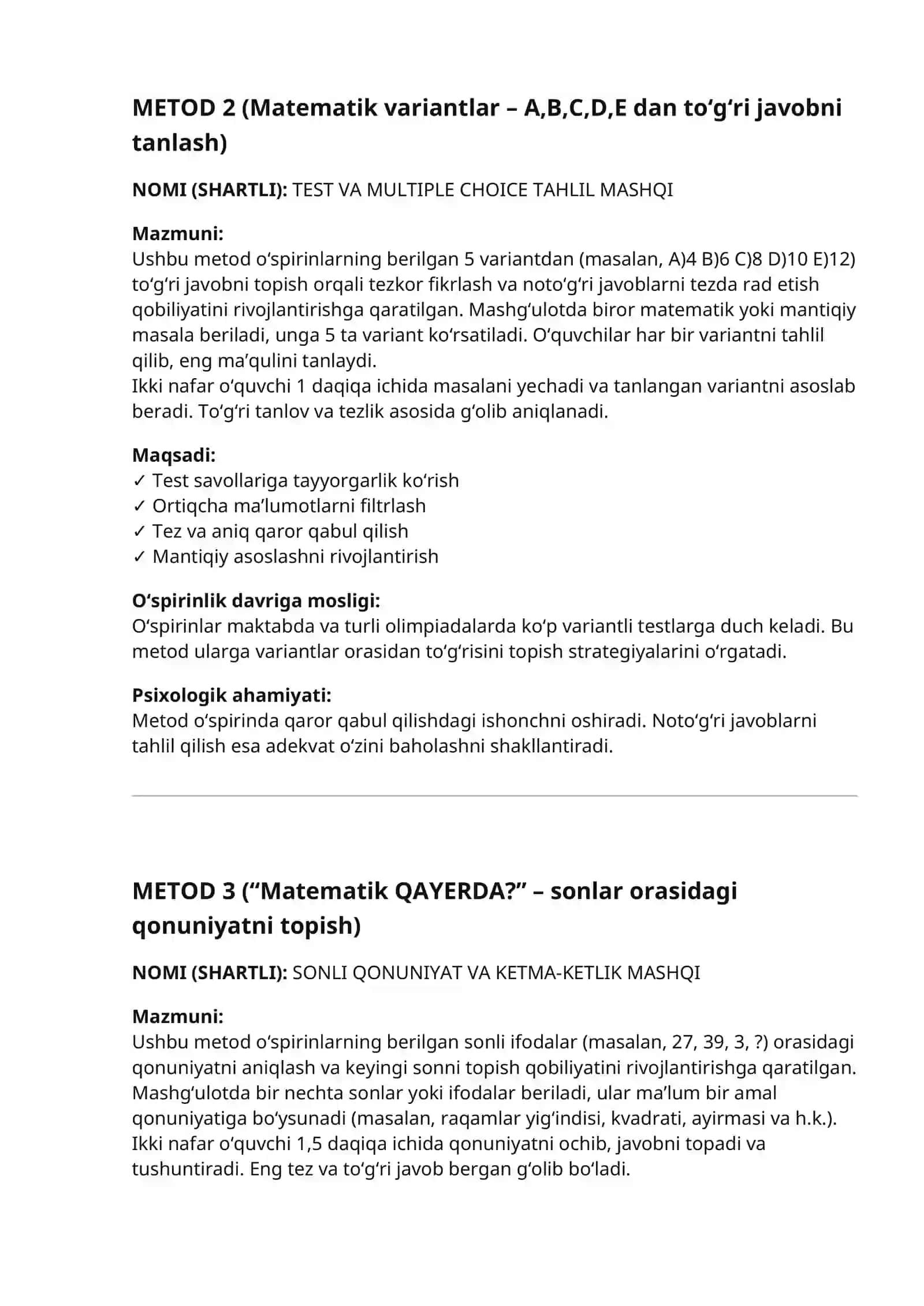 TENGLAMALAR SISTEMASI ORQALI NOMA’LUMNI TOPISH MASHQI 2