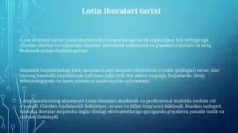 Lotin Iboralarining Hayotimizda Tutgan O'Rni 2
