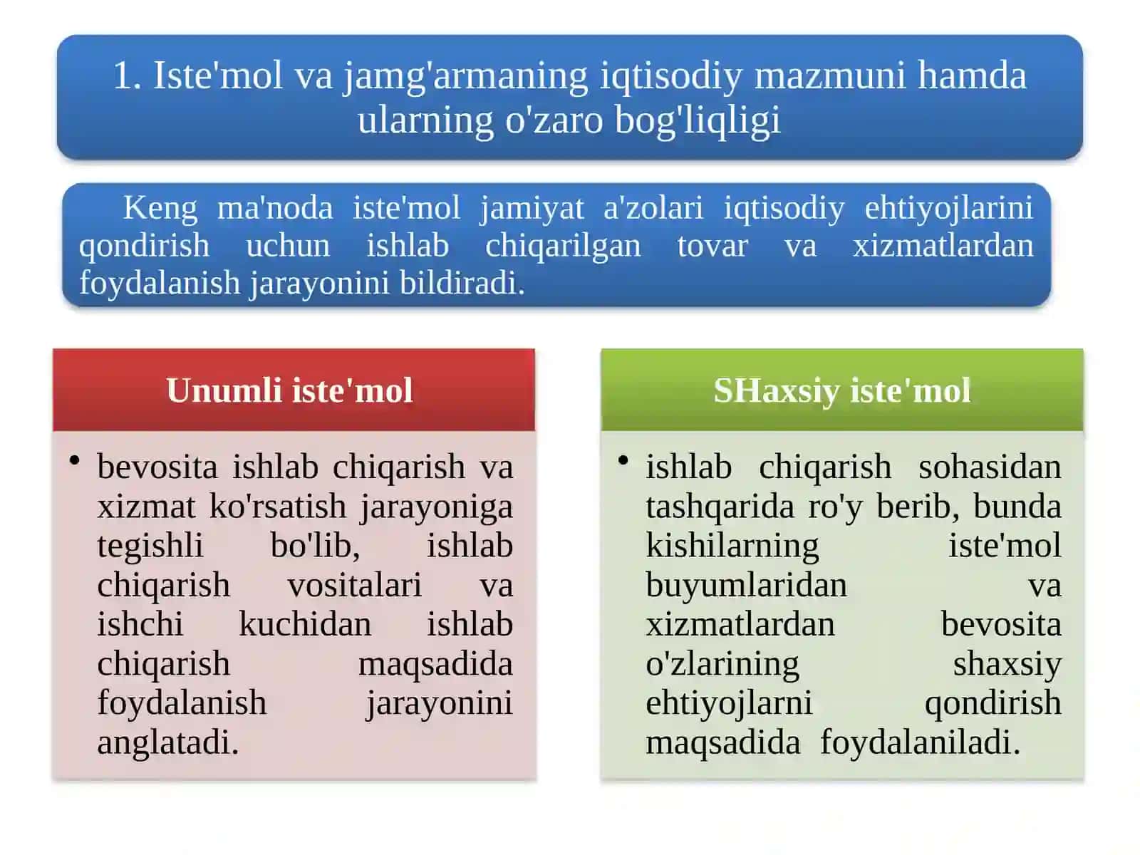 Iste'mol va jamg'armalar iqtisodiy mazmuni 2