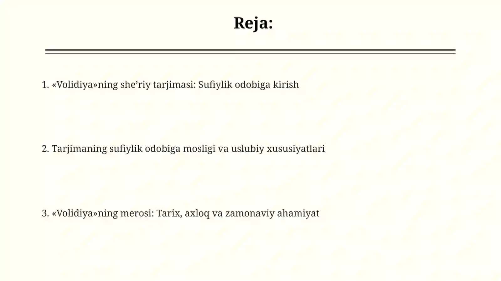 "Volidiya" she'riy tarjimasida tariqatodobihaqida 2