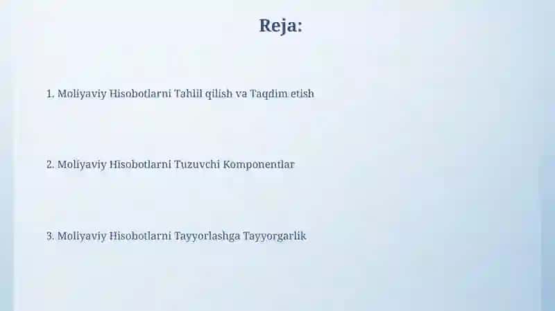 Moliyaviy hisobotlarni tayyorlash 2