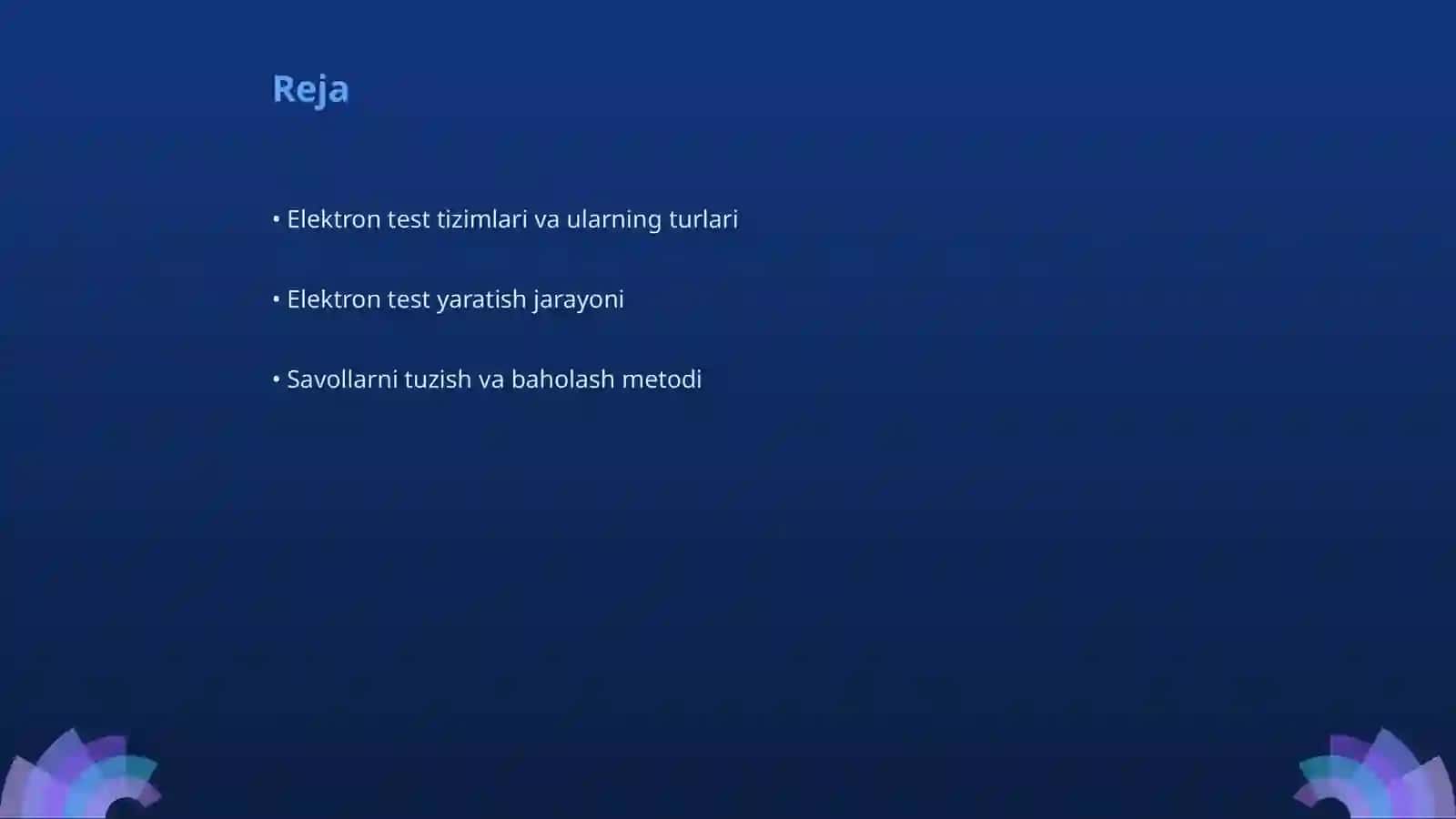 Soha bo'yicha elektron test yaratish texnologiyasi Axborot texnologiya fanidan 2