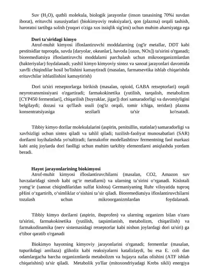 Tibbiy kimyoga kirish 2