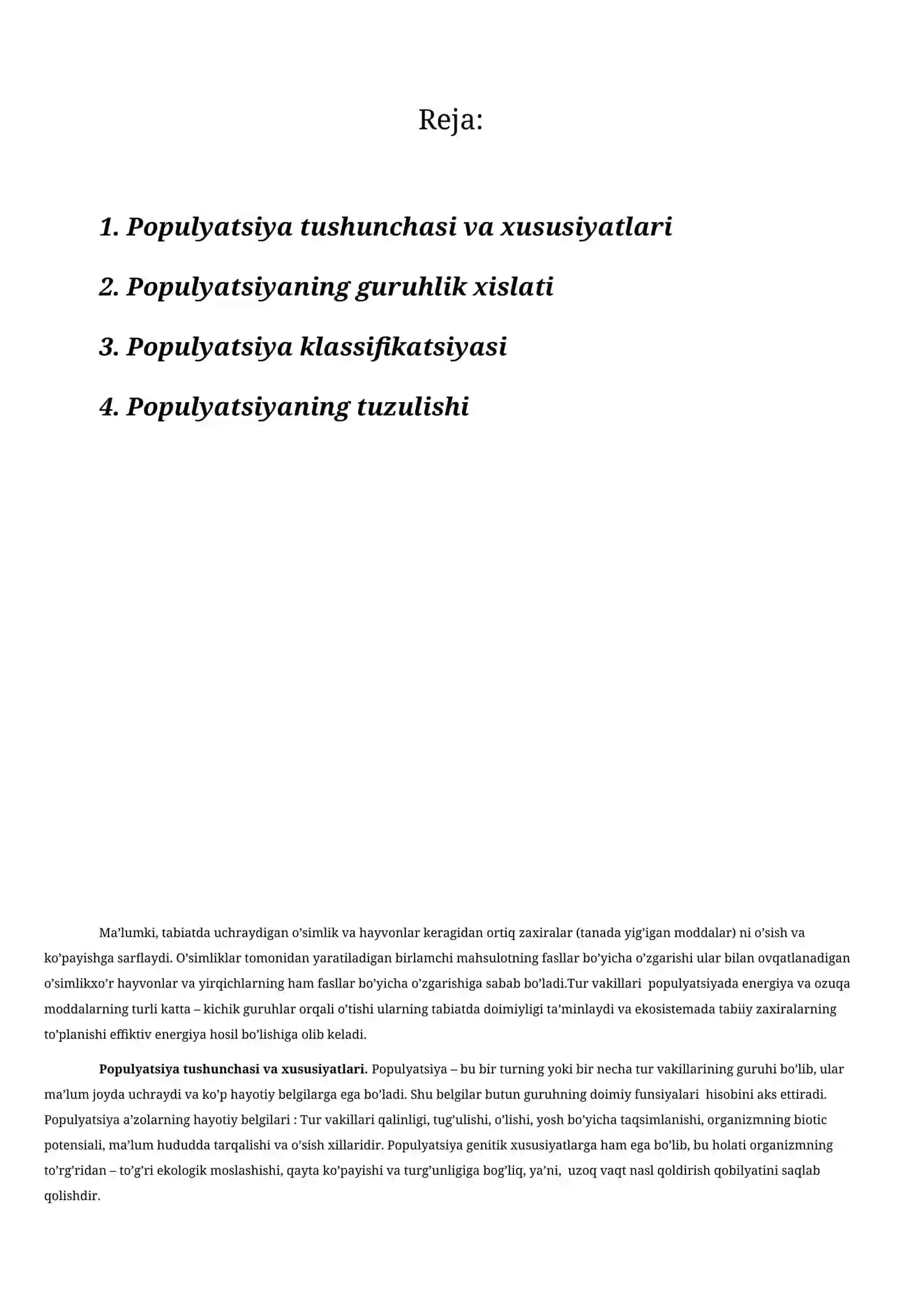 Populyatsiyalar ekologiyasi 2