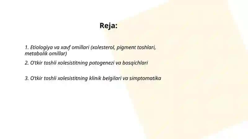 OʻTK. Surunkali toshli xolesistit 2