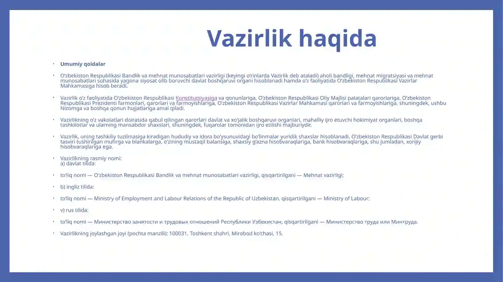 Vazirlik haqida 2