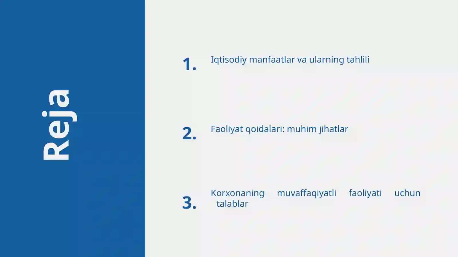 Korxonaning iqtisodiy manfaatlari va faoliyat qoidalari 2
