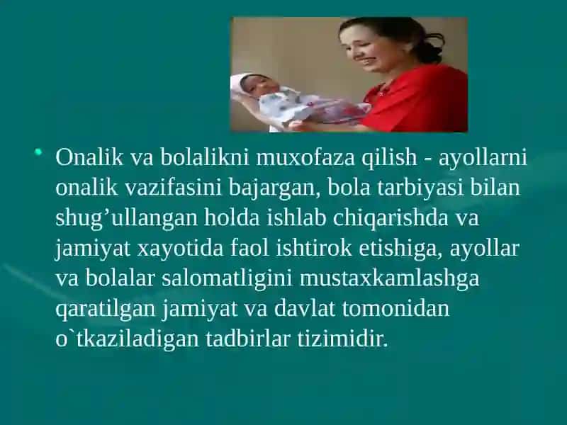 Onalar va bolalar salomatligini muhofaza qilish 2