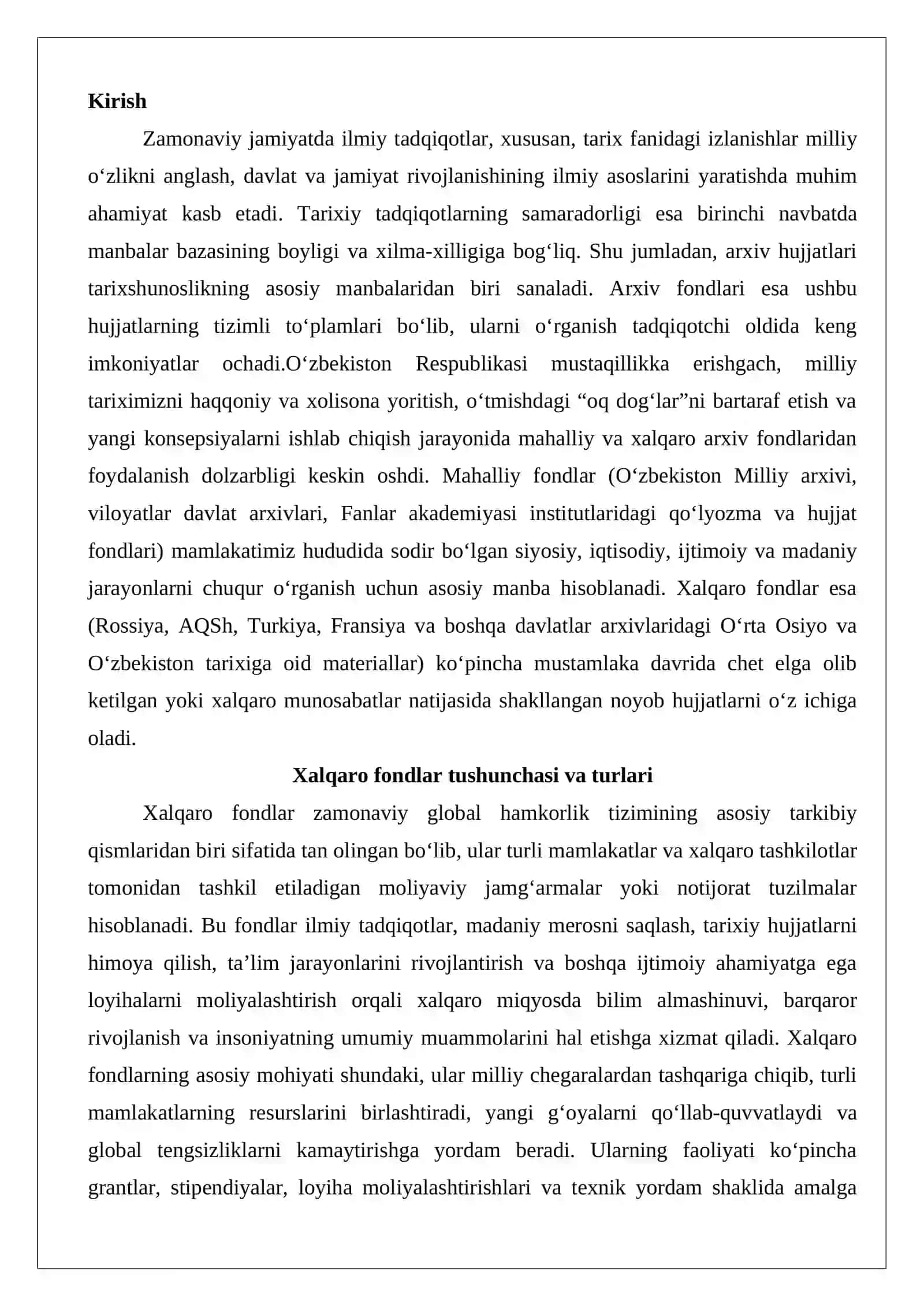 Xalqaro va mahalliy fondlar tavsifi 2