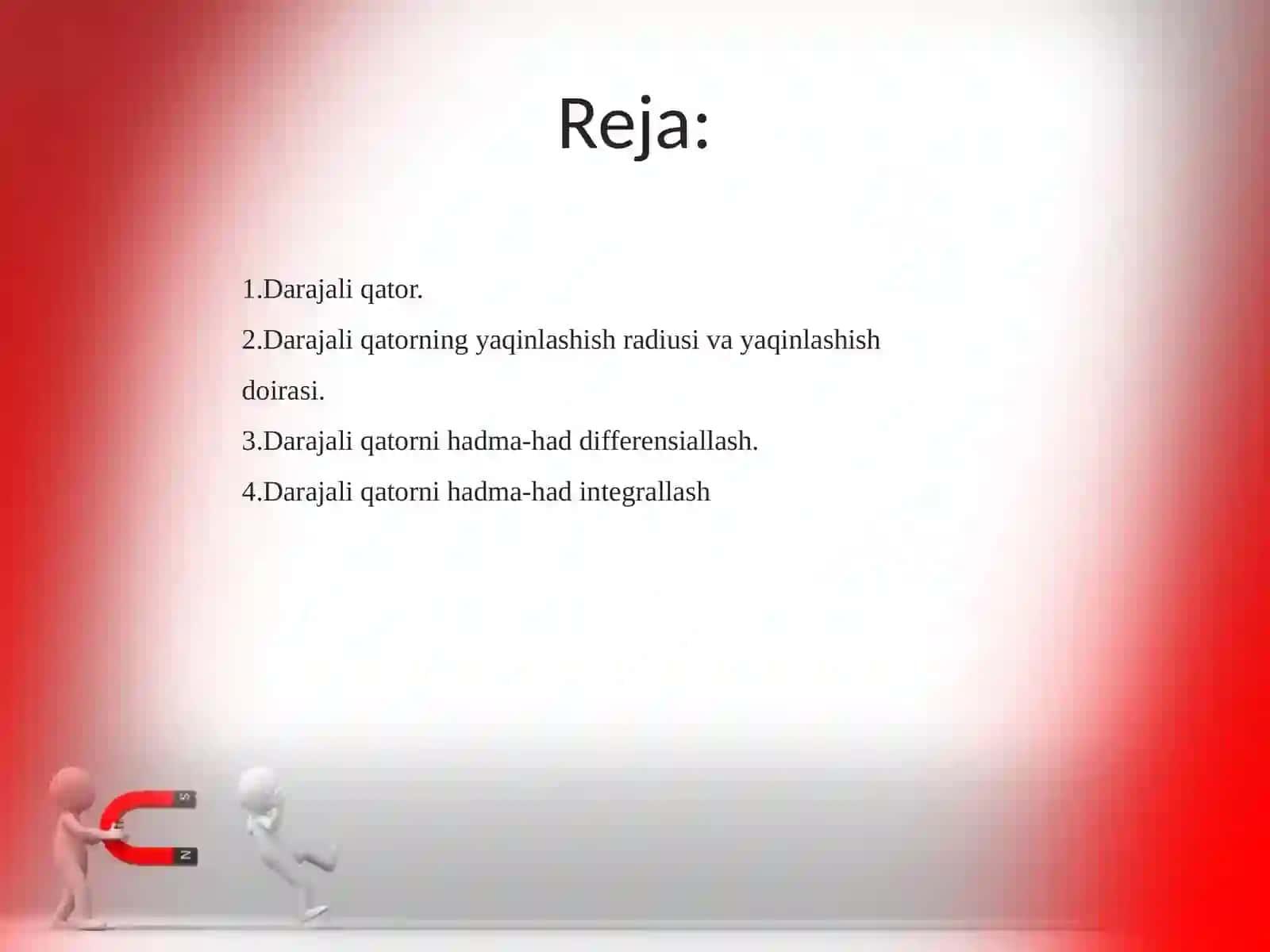 Darajali qatorni hadma-had differensiallash va integrallash 2