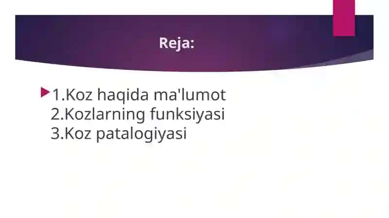Ko'zning umumiy tuzilishi funksiyasi va patalogiyasi 2