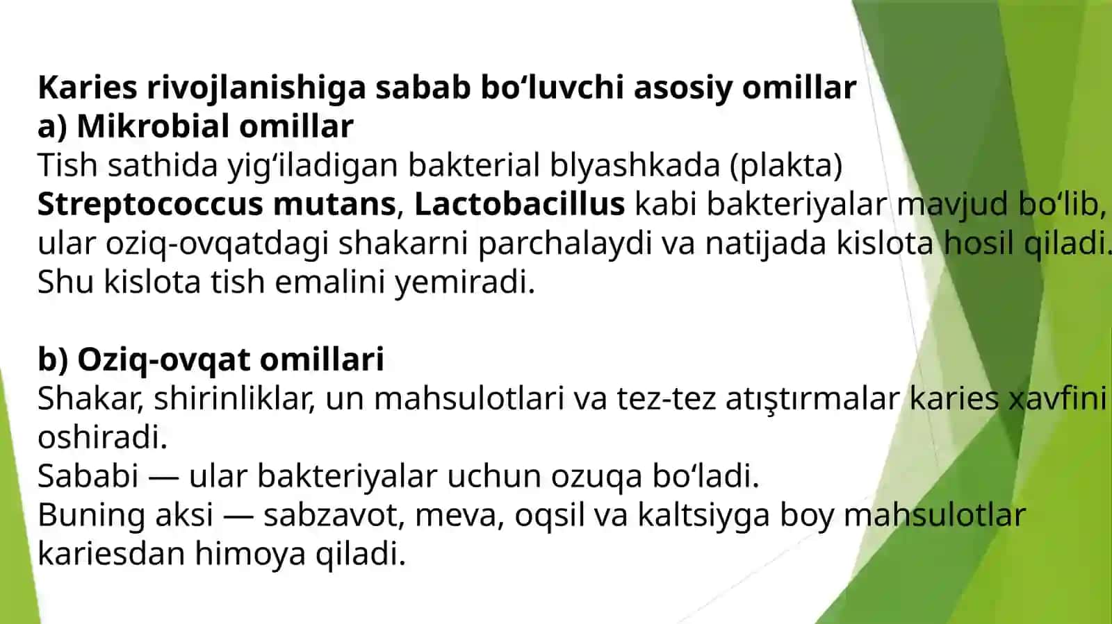 Karies kasalligi, uning kelib chiqishi va omillari 2