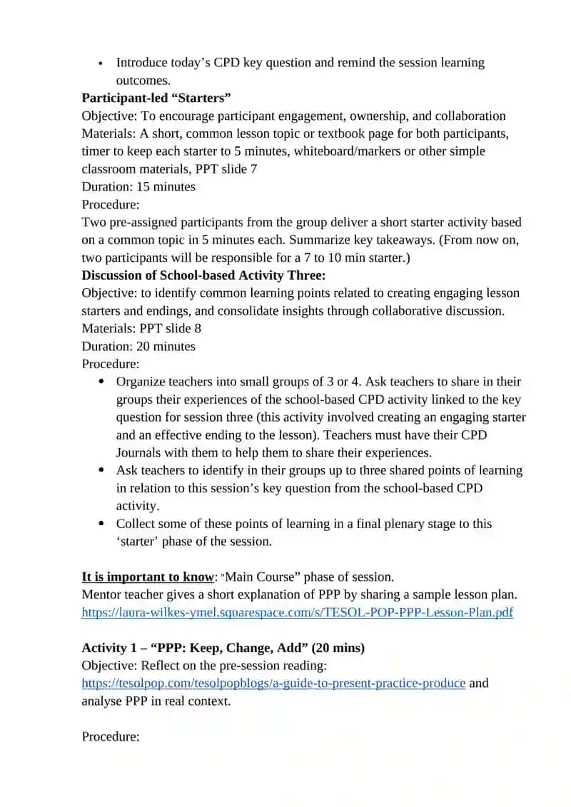 Cluster School CPD Session Plan 4 2