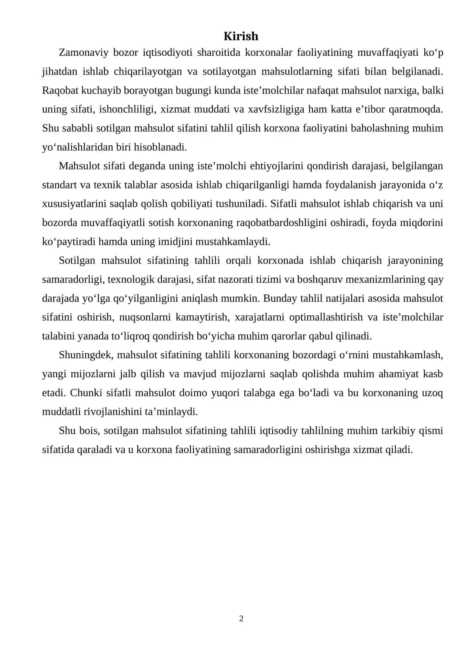 Sotilgan mahsulot sifatining tahlili 2