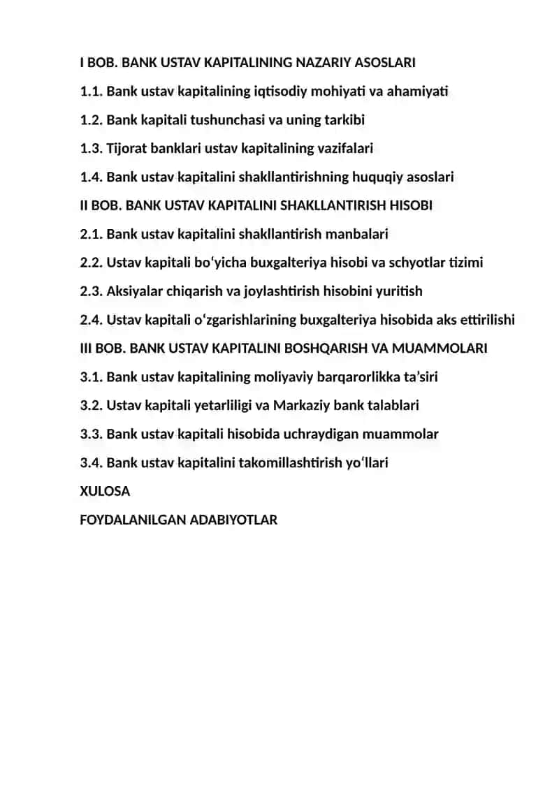 Bank ustav kapitalini shakllantirish hisobi 2