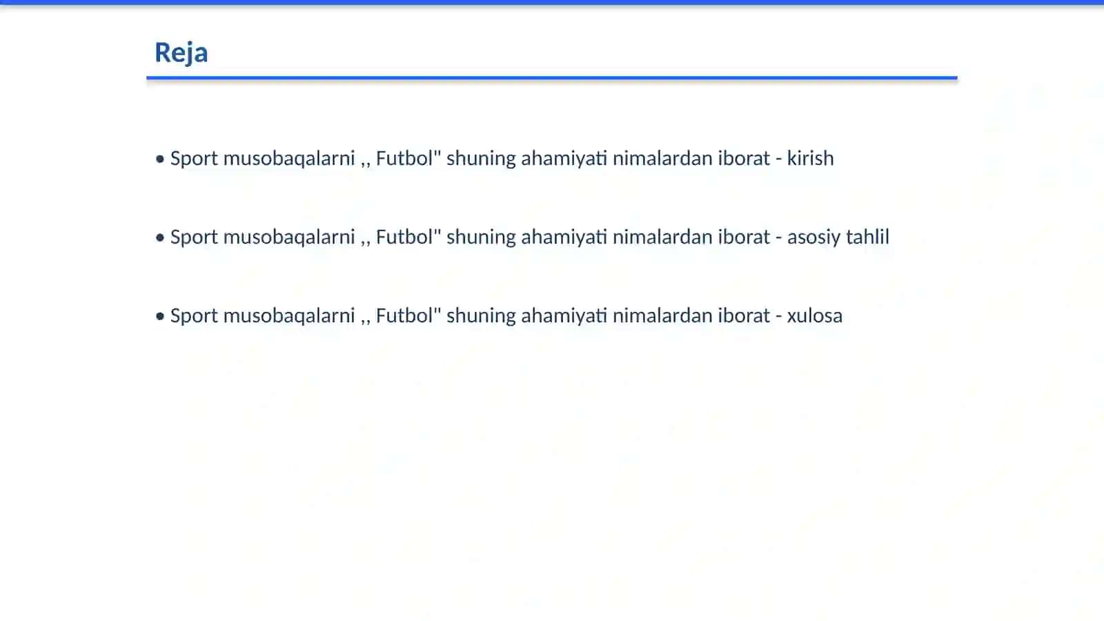 Sport musobaqalarni,, Futbol" shuning ahamiyati nimalardan iborat 2