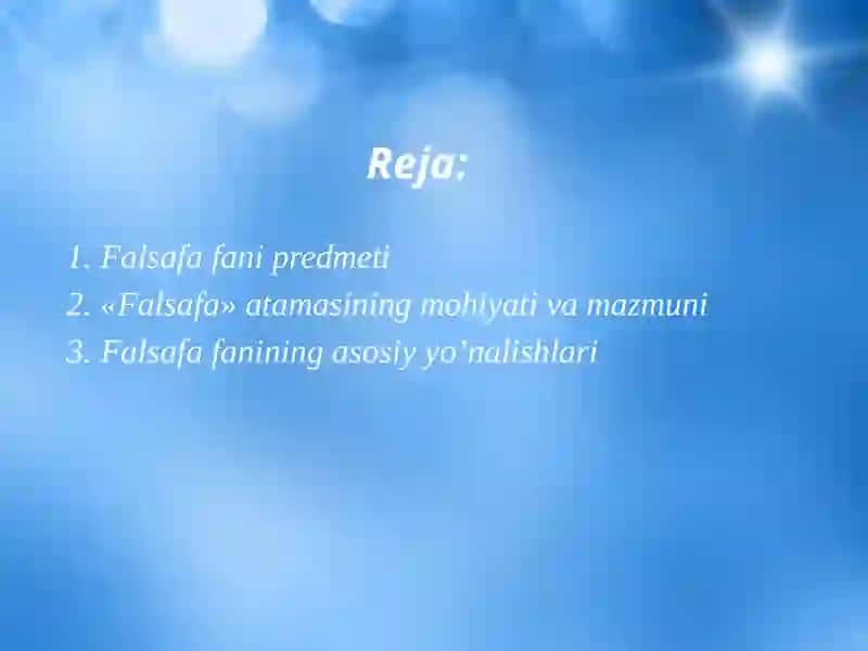Falsafa fanining predmeti 2