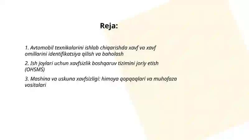 Avtomobil texnikalarini ishlab chiqarish sanoati 2
