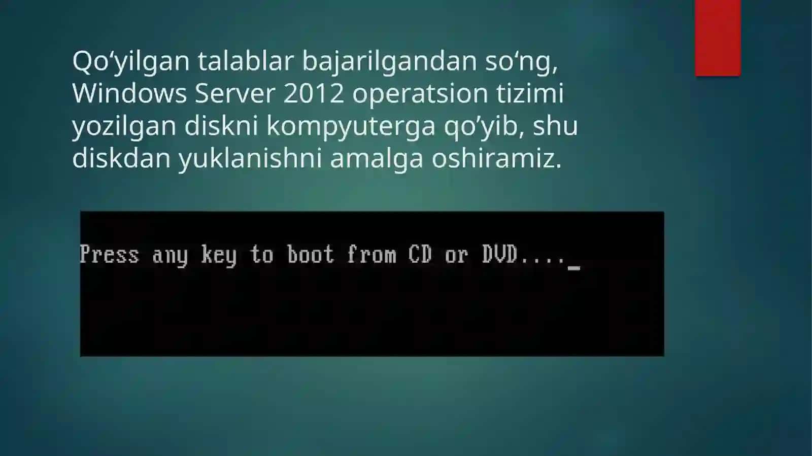 Windows Server 2012 operatsion tizimini o'rnatish 2