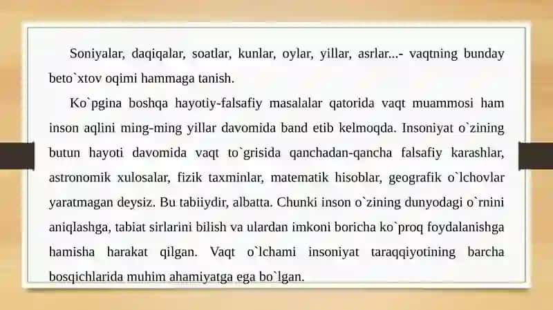Vaqt oraliqlari va ularni o’lchash 2