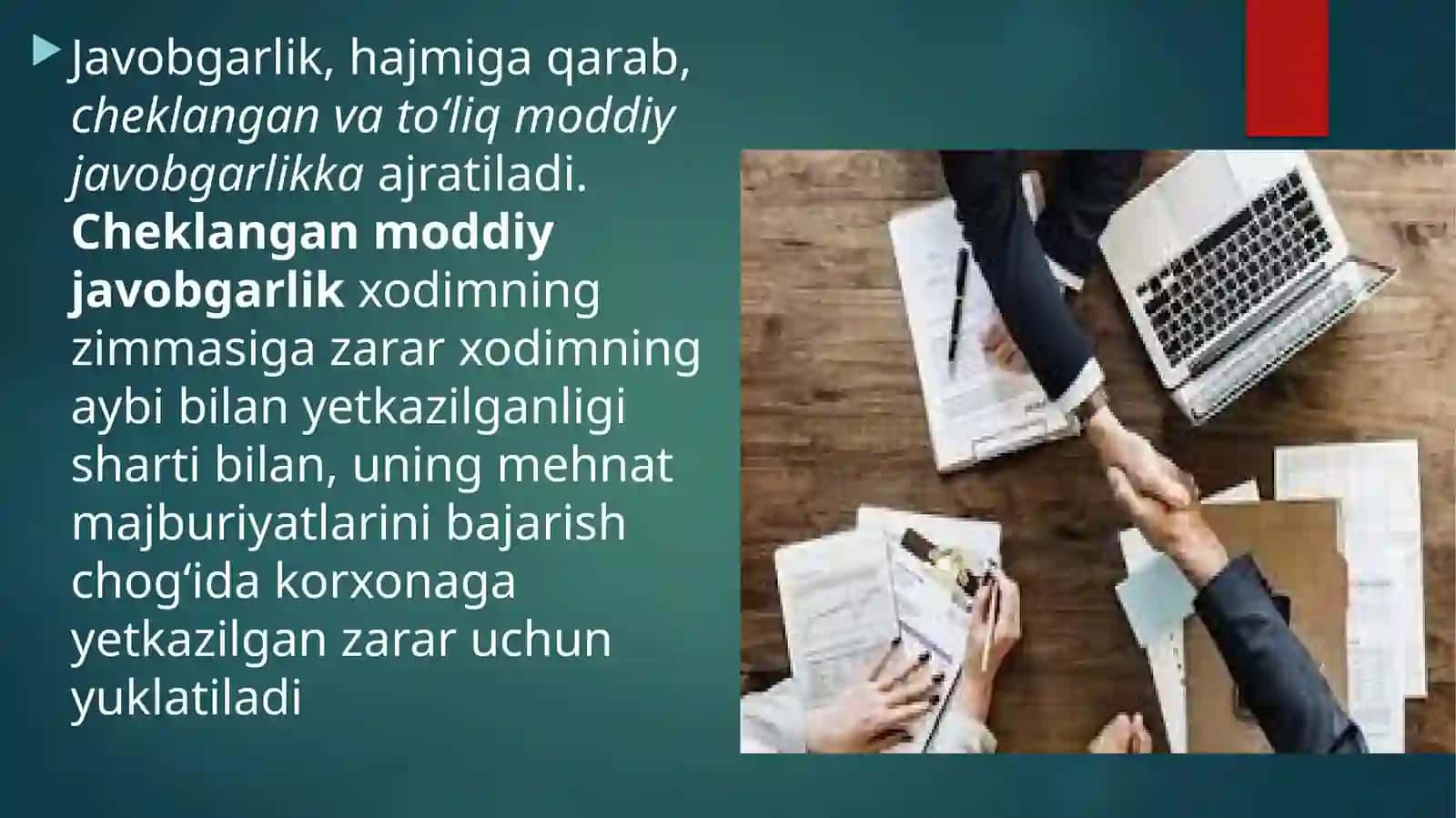 MEHNAT SHARTNOMASI TARAFLARINING MODDIY JAVOBGARLIGI 2