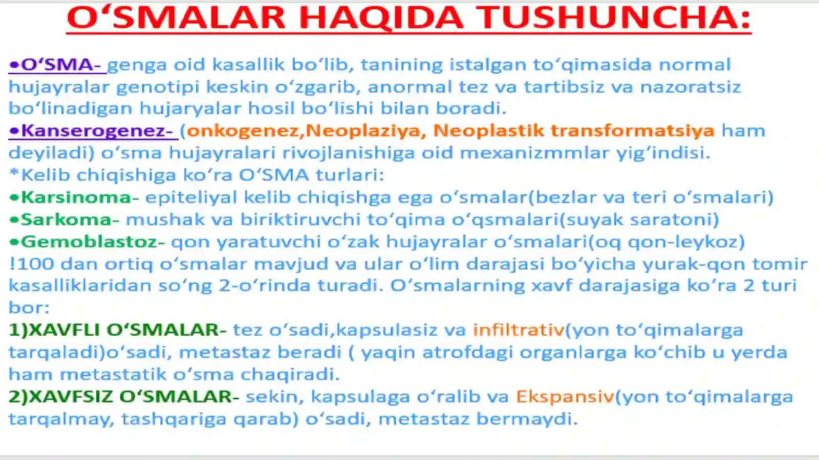 Kanserogen agentlar va ularning hujayralar bilan o‘zaro ta’siri. O‘sma immuniteti 2