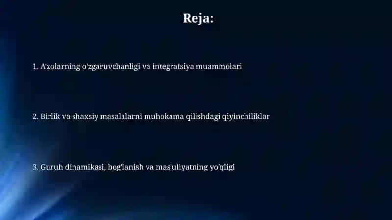 A'zolarning o'zgaruvchanligi va integratsiya muammolari 2