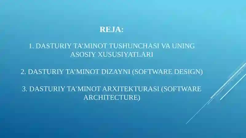 Dasturiy ta’minot dizayni va arxitekturasi 2