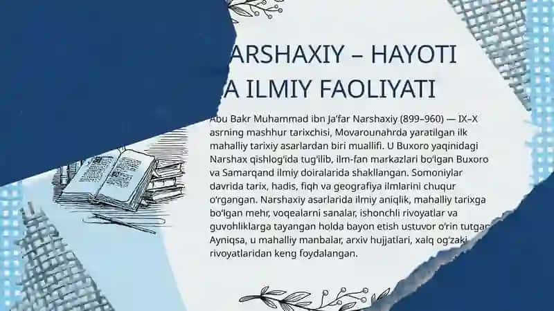 Narshaxiyning "Buxoro tarixi " asarida Movarounahr tarixi 2