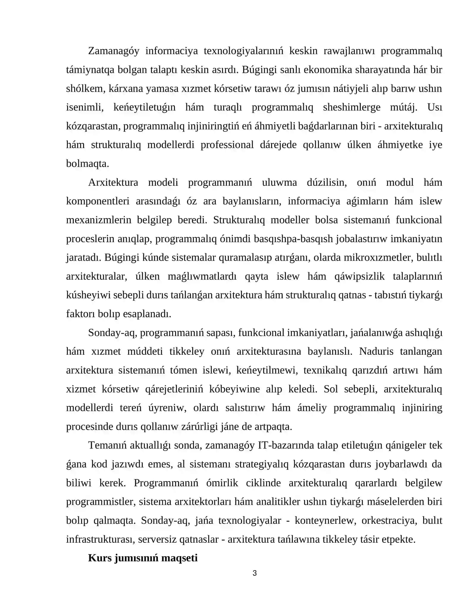 Programmalıq injiniringte arxitektura hám strukturalar 2