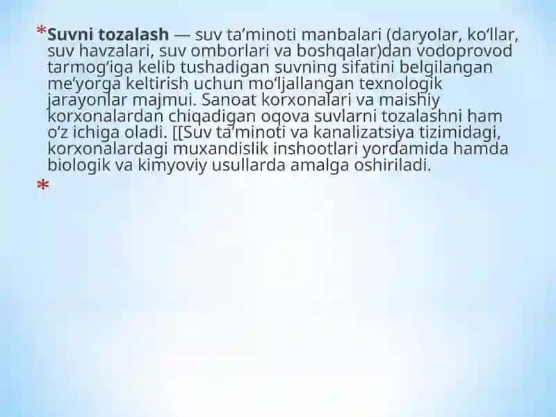 Ichimlik suvi sifatini yaxshilanishining asosiy usullari 2
