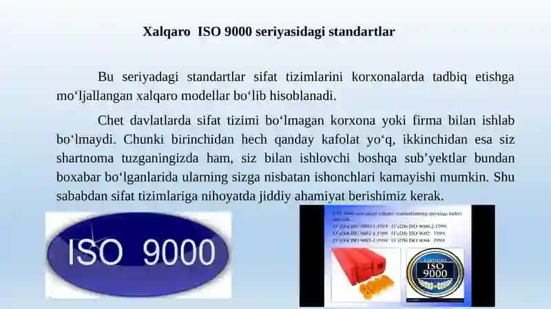 Xalqaro ISO 9000 Seriyasidagi Standartlar 2