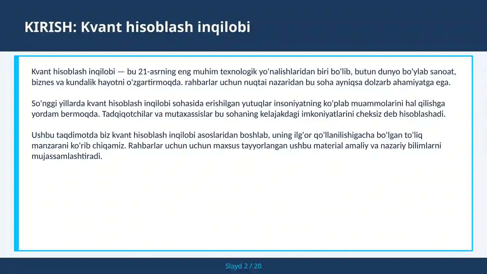 KVANT HISOBLASH INQILOBI 2