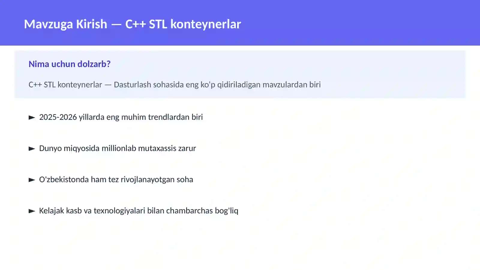 C++ VA TIZIM DASTURLASH 2