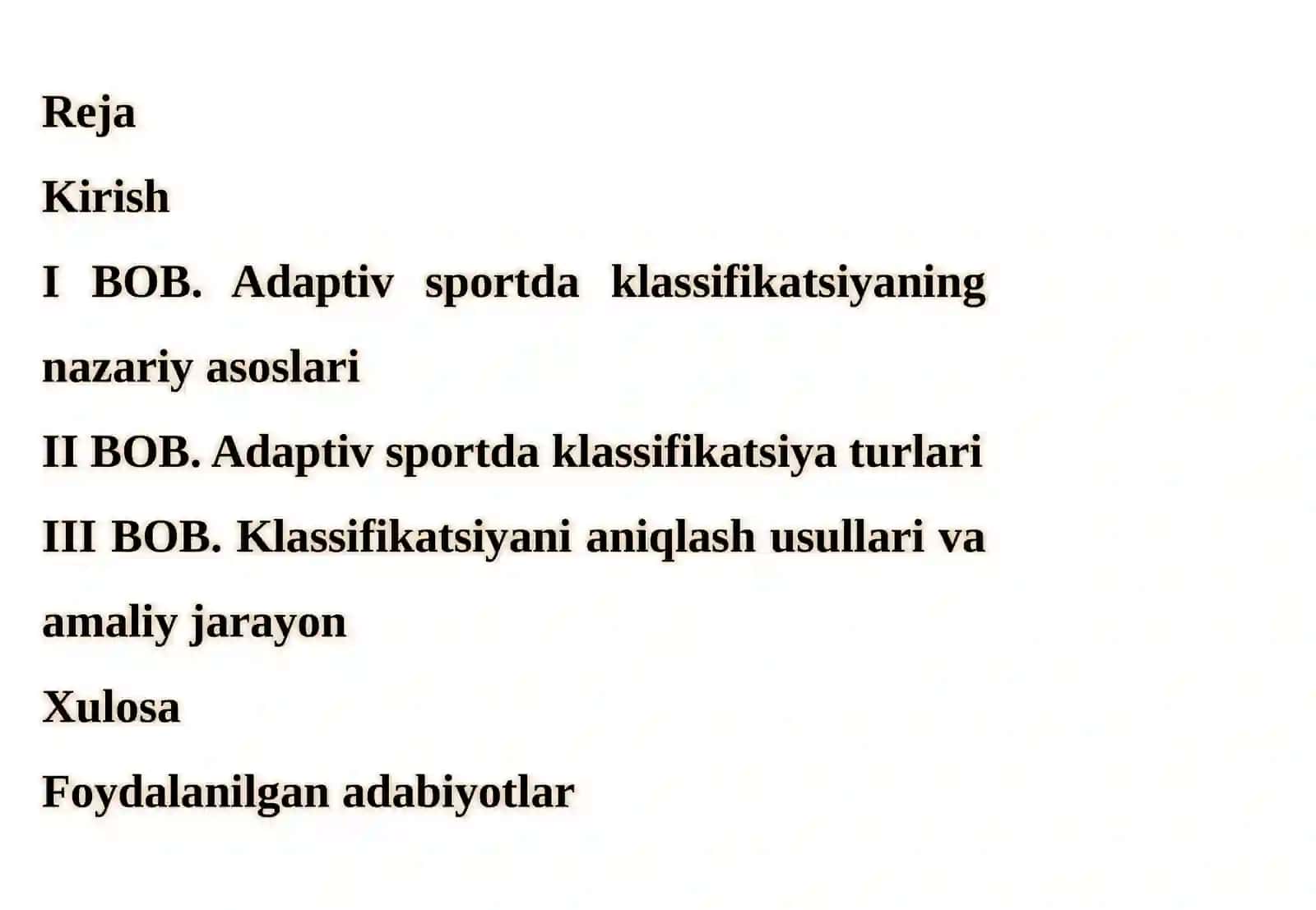 ADAPTIV SPORTDA KLASSIFIKATSIYA VA UNI ANIQLASH USULLARI 2