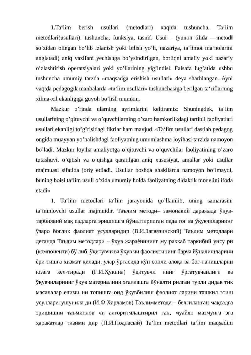Ta‘lim berish usullari, shakllari va vositalari 2