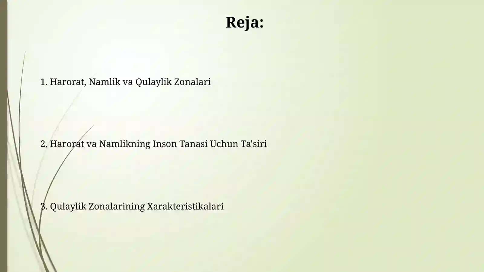 Harorat, Namlik va Qulaylik Zonalari 2