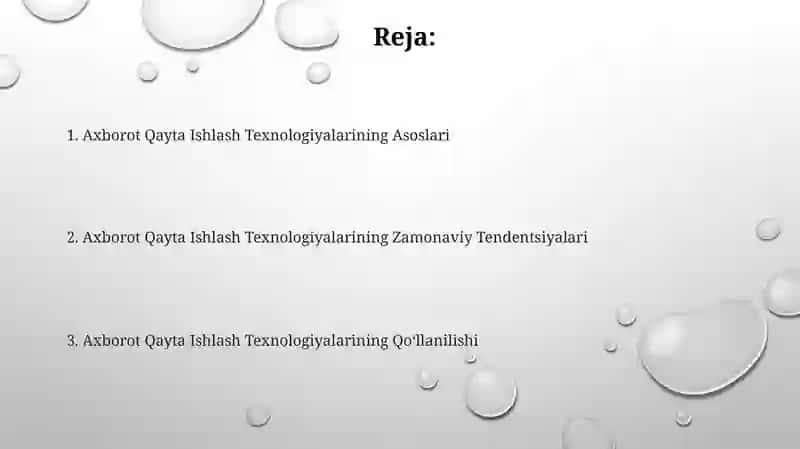 Axborotlarni qayta ishlash texnologiyasi 2