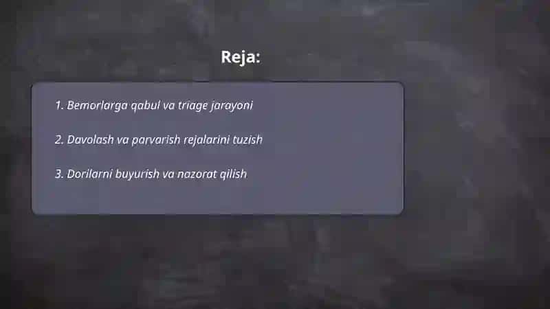 Bemorlarni muolaja qilish bulimi 2