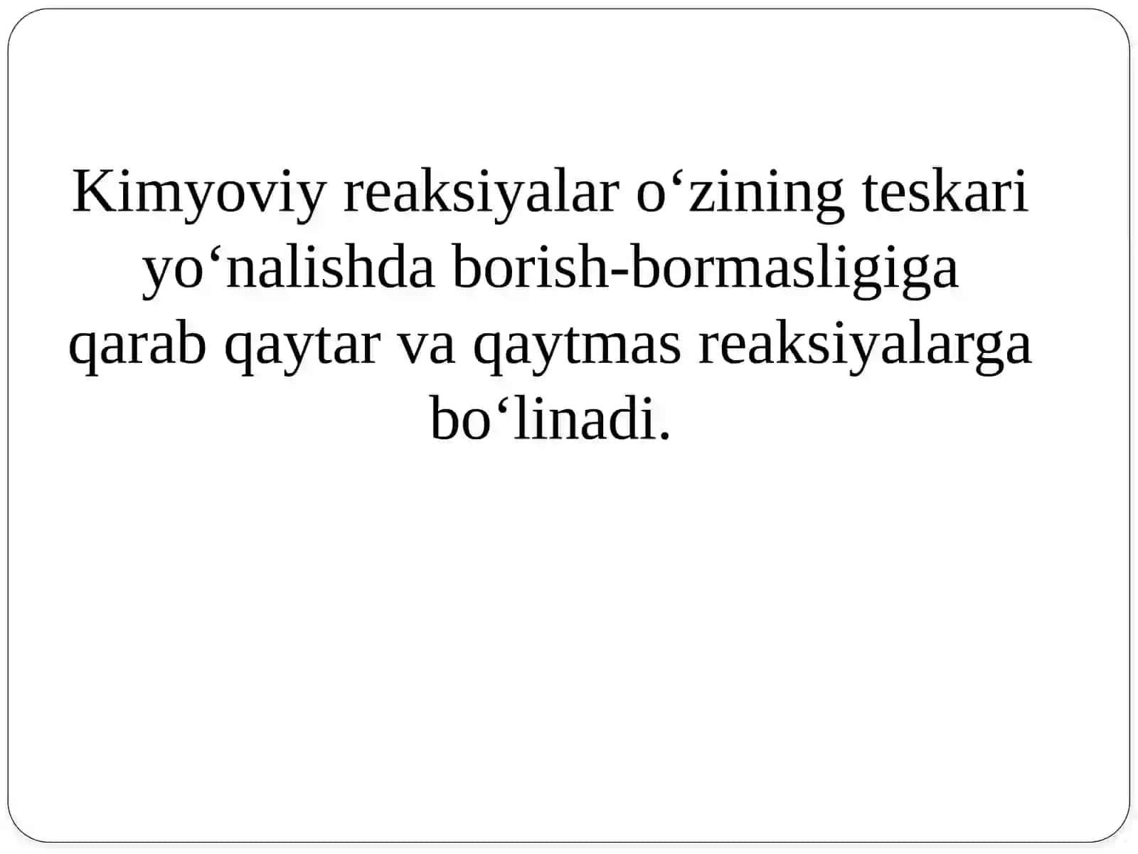 Qaytar va Qaytmas Reaksiyalar 2
